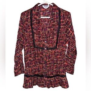 NY Collection Xl blouse red black lightweight